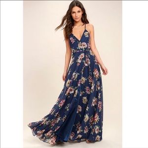 Lulus Always There For Me Floral Wrap Maxi Dress M